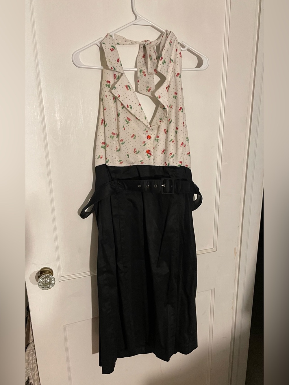 torrid Black High-Waist Belted Midi Skirt with Cream Floral Bodice
